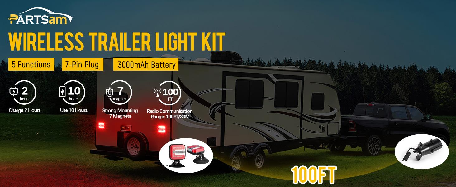 Partsam Wireless LED Trailer Light Kit, live