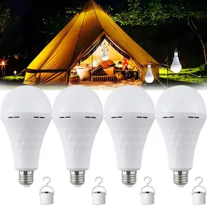 15W Rechargeable Emergency LED Light Bulbs With Back Up For Power Outage, Camping, Hurricane, Disaster Planning, 5000K Daylight White - 4Pack