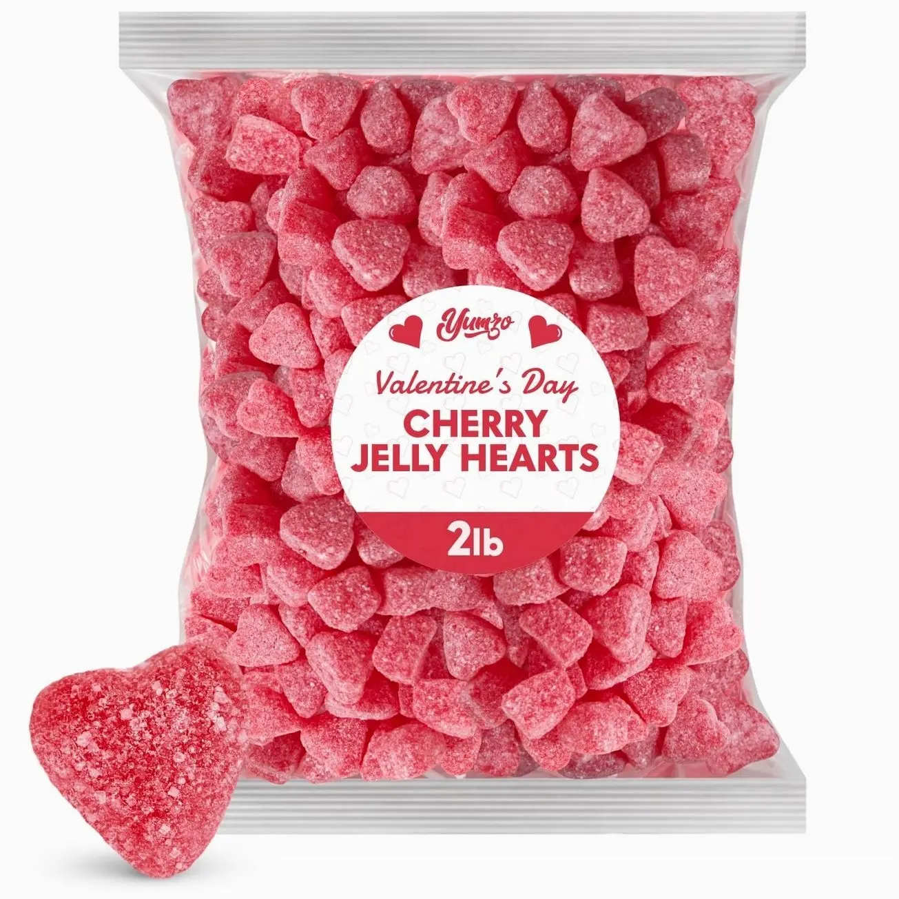 Valentine Cherry Jelly Hearts Candy, 2lbs Pack of Valentine's Day Candy Bulk, Ideal Valentine’s Day Gummy Candy for Parties