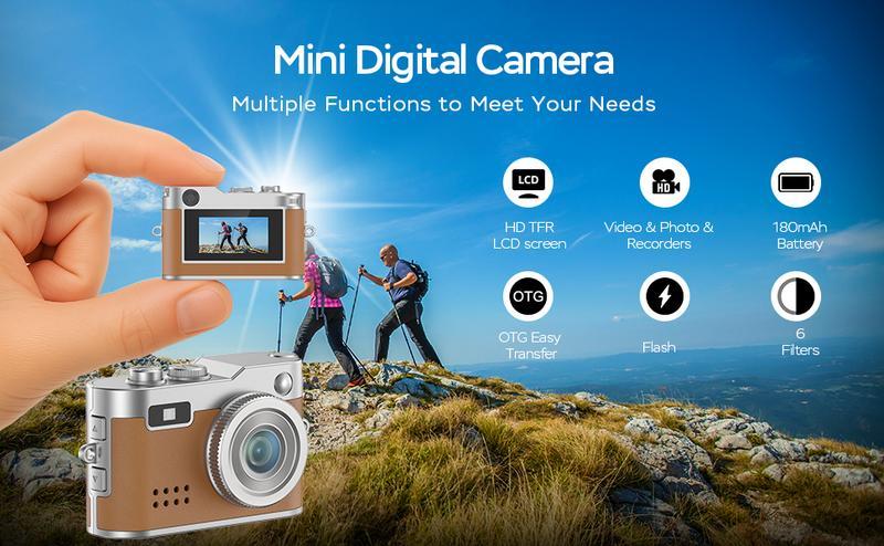 HOTU Mini Leather Keychain Digital Camera with 32G Card Y2K Pocket-Size 1080P HD Camera 1MP Lens Flash & 0.96" Screen Retro Leather Vlog Camera for Travel Concerts Kids & Instant Party Recording Vintage Charging Gift for Kids NewYear Christmas Gifts