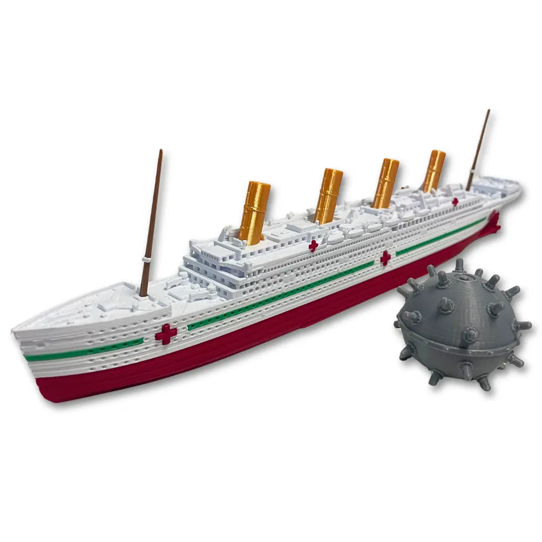 HMHS Britannic 12” Boat Display Model - Historically Accurate Ocean Liner with Red Bottom and Black Top Design