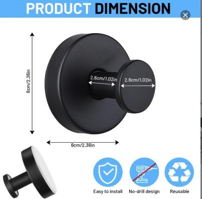 2 Packs Suction Cup Hooks Bathroom Accessories Gadgets Kitchen for Shower, Bathroom, Kitchen, Glass Door, Mirror, Tile – Loofah, Towel, Coat, Bath Robe Hook Holder for Hanging up to 15 lbs