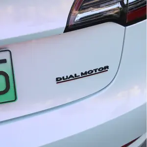 3D Logo DUAL MOTOR Underlined Letters Emblem For Tesla Model Y 3 X S Car Trunk Badge Sticker Dual Motor Sticker Accessories