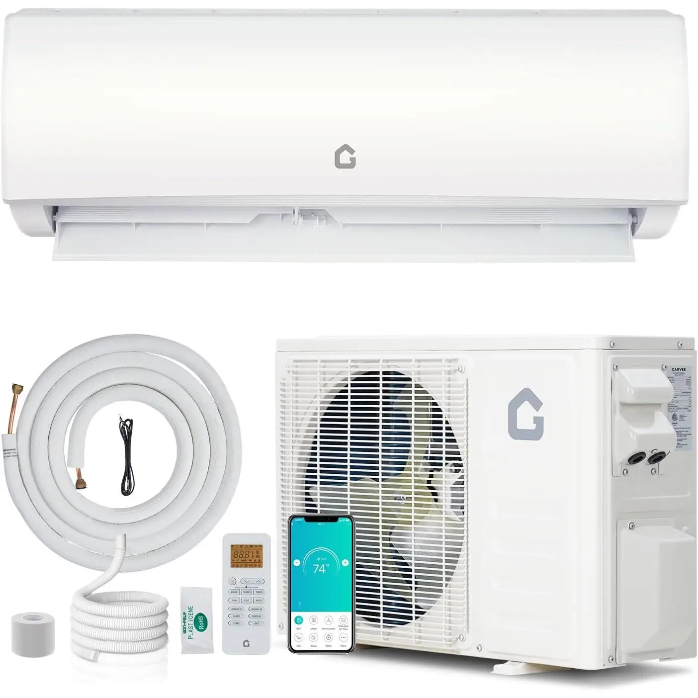 12000 BTU Wall-Mount Mini Split Air Conditioner & Heat Pump with Dehumidifier, 21 SEER2, 110-120V WiFi Enabled with WiFi Remote, Energy Efficient 115V Unit, Cools 750 Sq. Ft., Kit Incl. Installation Kits & Outdoor Condenser
