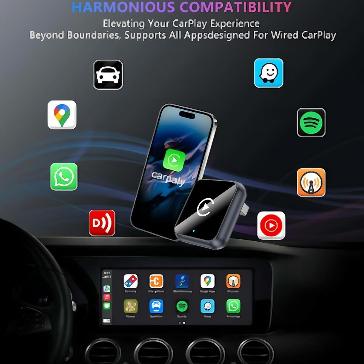 [Summervibes] 2026 Wireless carplay Adapter for iPhone/Android - Hands-Free Call wireless adapter Electronic Charger carplay dongle