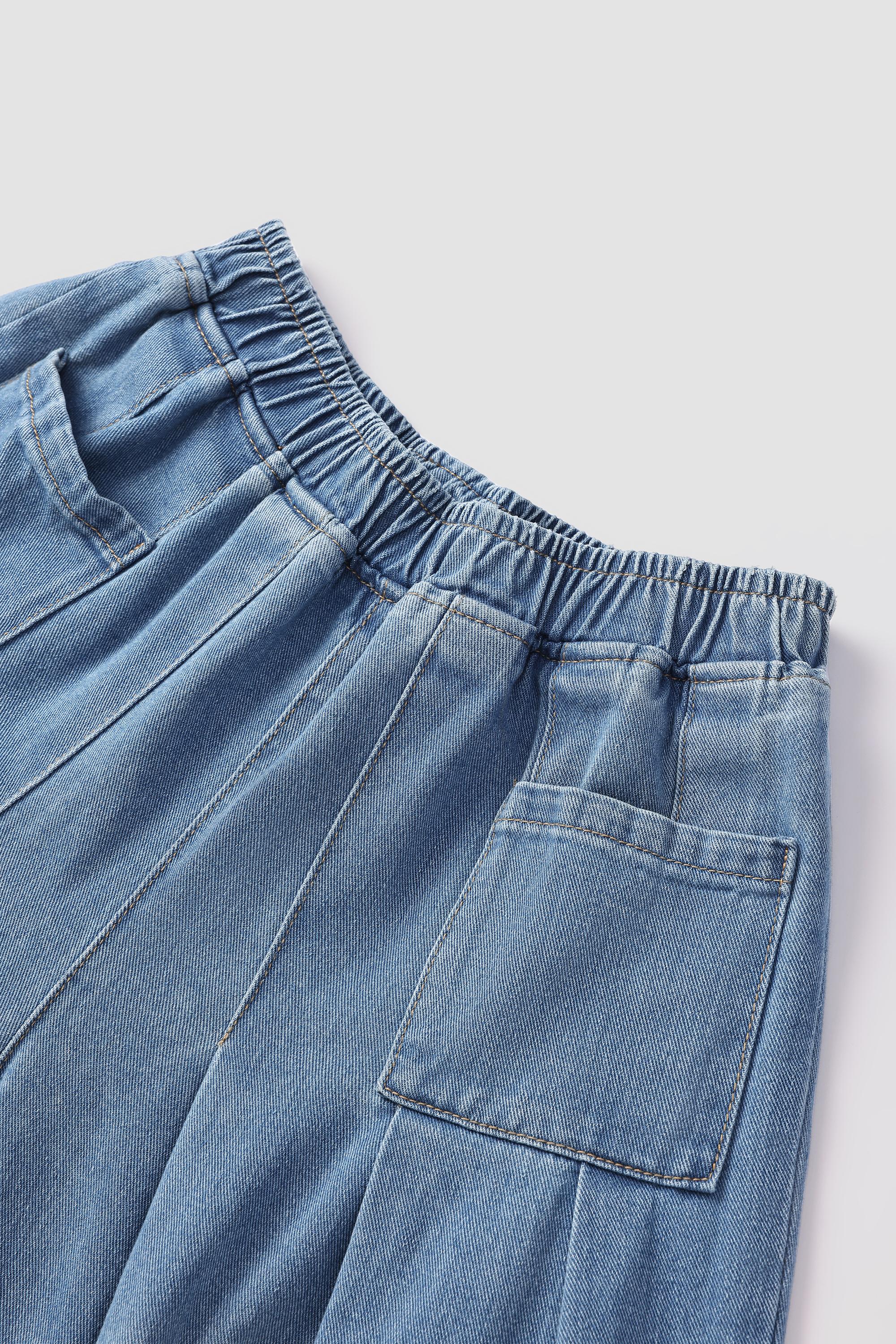Elengatine Women's Elastic Waist Denim Pants &ndash; Relaxed Slouchy Wide-Leg Jeans, Soft Comfortable Baggy Fit for Casual Daily Wear, Lounge & Travel