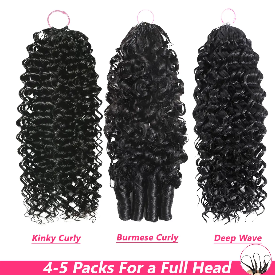 BLING HAIR Crochet Human Hair for Miracle Knots Boho Braids Nature Color 33# Color Crochet Hair Pre-Separated Burmese Curly Deep Wave Kinky Curly Crochet Hair Human Hair #Summervibes