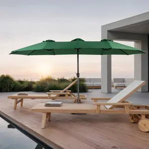 15 foot umbrella Double Sided Outdoor Umbrella Rectangular Large with Crank (  khaki/Orange/Navy blue/Light green/Dark blue/Dark green)