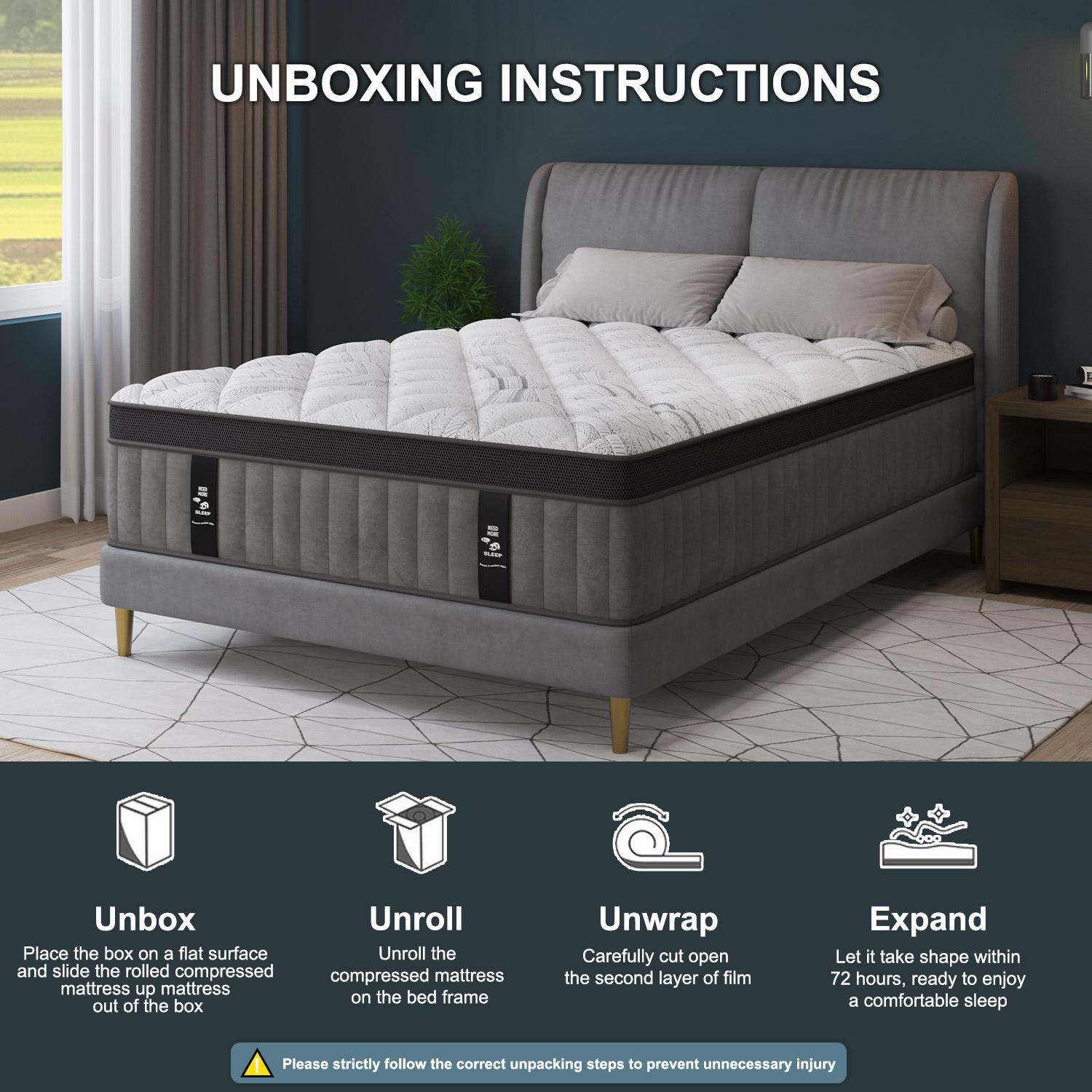 12 /14Inch Gel Memory Foam Mattress Twin Full Queen King Bed Hybrid Mattress  In A Box,Pocket Spring for Edge Support, Pressure Relief, Medium Firm motion isolation