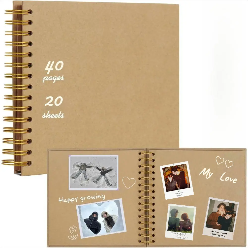 Travel Scrapbook Album ,40 Page DIY Spiral Memory Book(8 x 8 Inch) ,Photo lay flat book for Anniversary Wedding Gifts ,Birthday Gifts,Memory Book Gifts for boyfriend,Frienf,Family ,Photo Journaling【Back To School】