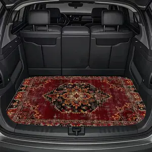 1 red Bohemian-style printed cargo pad | Durable polyester floor pad, safe and practical,suitable for daily travel, loading/unloading goods and safe storage of goods, universal type, vehicle interior accessory anti-slip seat rear lover pet mats pink trunk