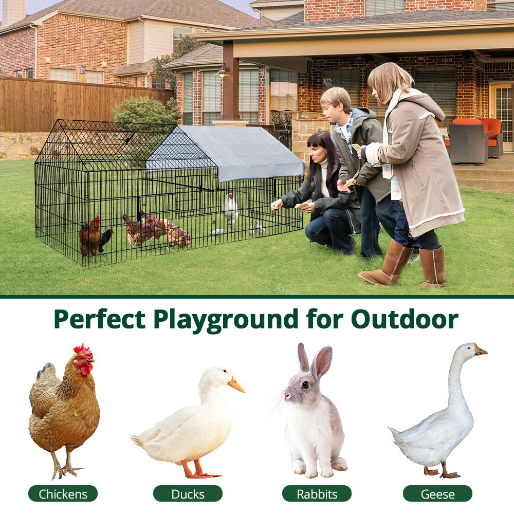 PawGiant 86''x40''Chicken Coop Large Metal Chicken Cage House Waterproof