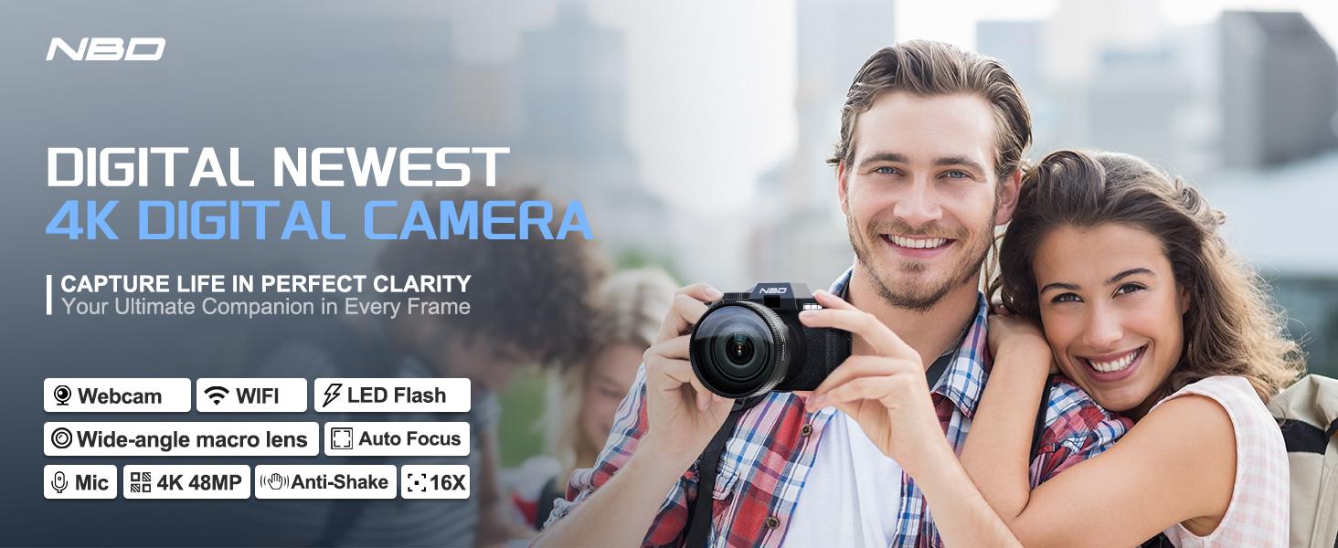 NBD 48MP 4K Autofocus Vlogging Camera with 16X Digital Zoom 3.0" Flip Screen 52mm Lens USB Charging for Beginners NBD 48MP 4K Autofocus Vlogging Camera with 16X Digital Zoom 3.0" Flip Screen 52mm Lens USB Charging for Beginners