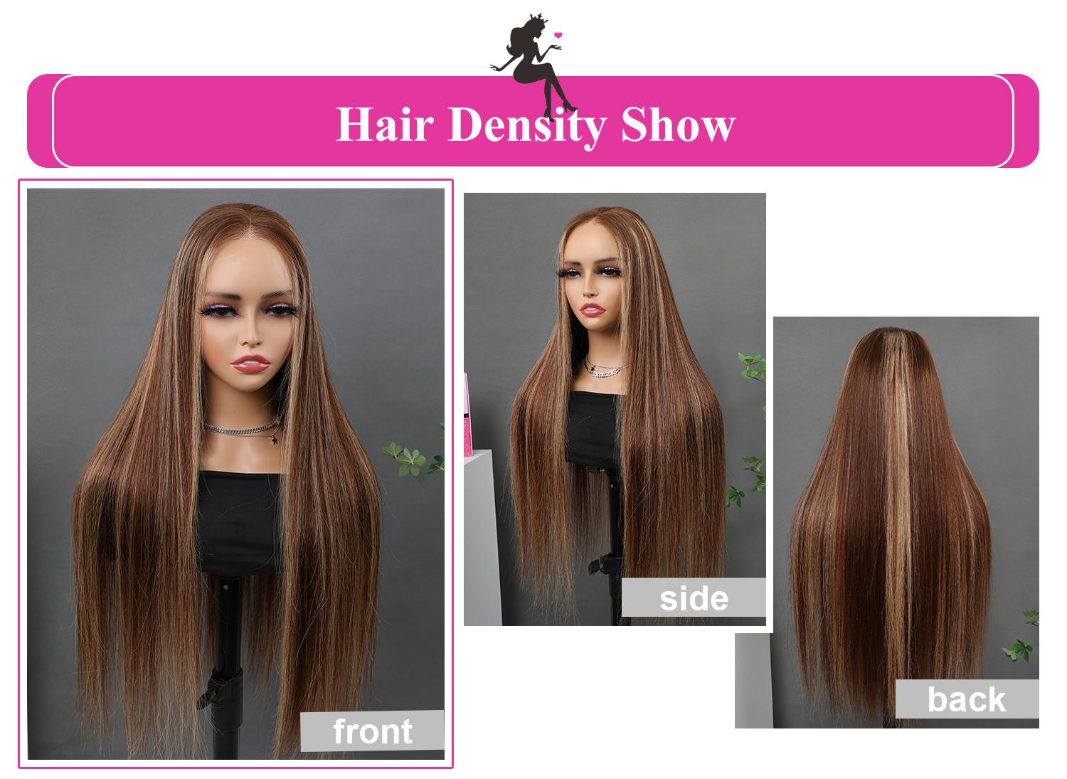 BGMgirl Brown Highlight Straight 6*4 Wear Go Glueless Pre Plucked Pre Cut Lace Closure Wig Glueless Pure Human Hair Wigs TikTokShopBlackFriday