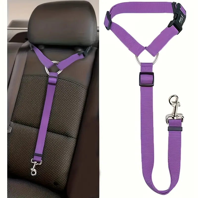 Dog Car Safety Belt - Universal, Car Headrest Attachment, Vehicle Accessory for Medium to Large Dogs