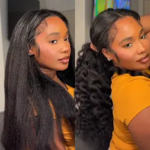 【Blend Natural】UNice Upgrade V Part Glueless Kinky Straight Human Hair Wig with Drawstring No Leave Out Beginner Friendly Easy to Install #greenish #TikTokShopSpringGlowUp 【Blend Natural】UNice Upgrade V Part Glueless Kinky Straight Human Hair Wig with Drawstring No Leave Out Beginner Friendly Easy to Install #greenish #TikTokShopSpringGlowUp