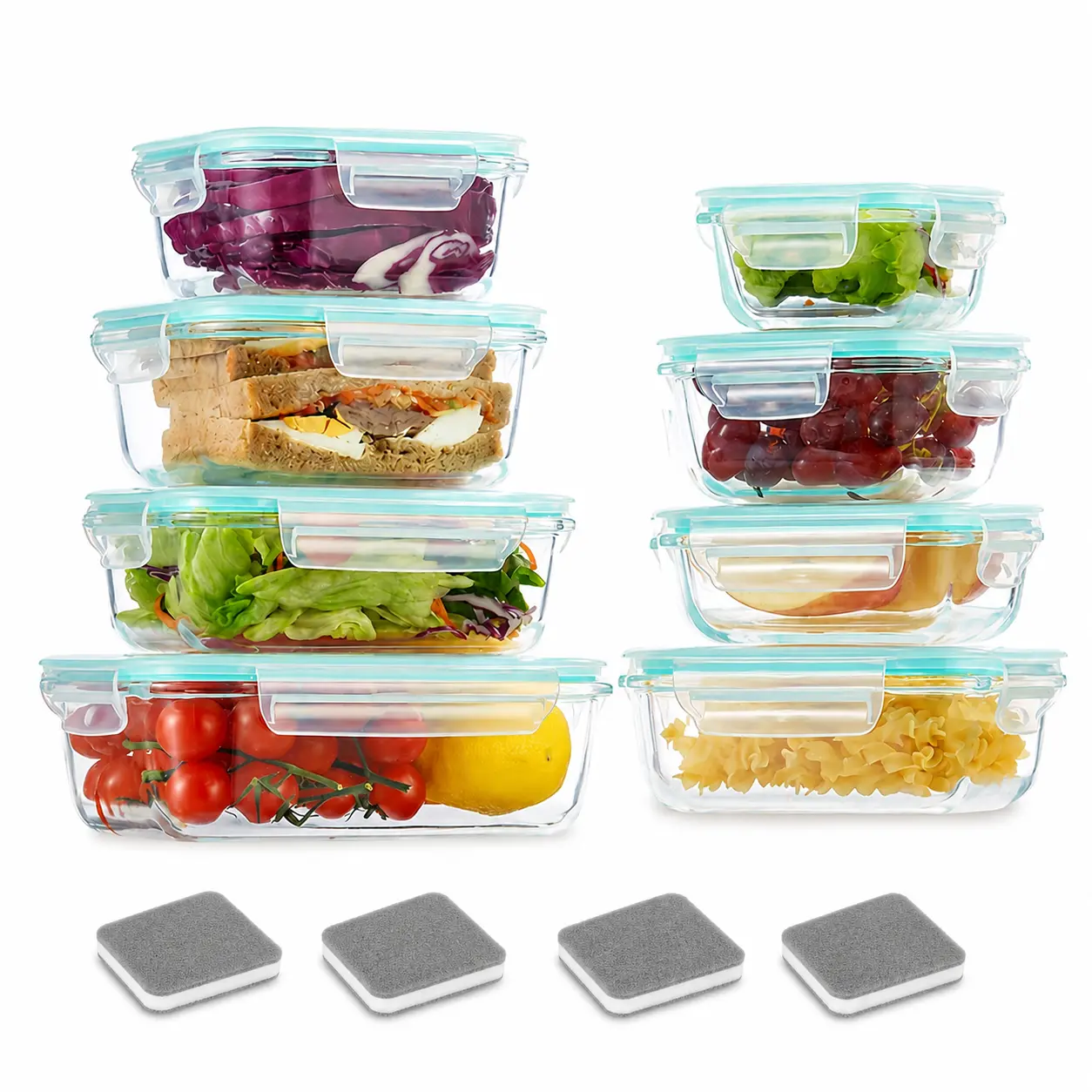 16pcs Sealed Glass Food Storage Containers, Lunch Boxes, Microwave Ovens, Ovens - Perfect for Salads, Fruits, Vegetables, And Sandwiches, Lunch Boxes | Sealed Storage | Durable Glass, Food Storage Containers (8 Lids+8 Containers)meal prep containers tikto