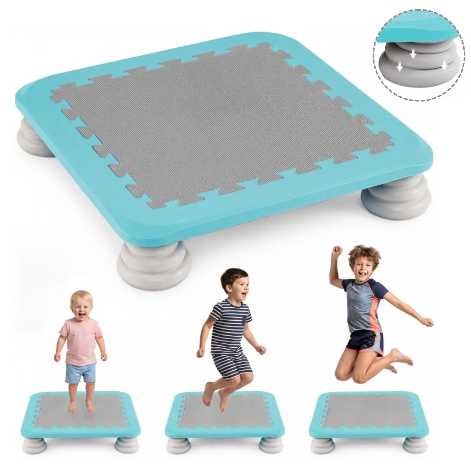 COSTWAY Mini Trampoline, Bounce Board with Non-Slip Base, Heavy Duty Sensory Trampoline Jumping Pad for Kids Balance & Coordination, Sensory Development