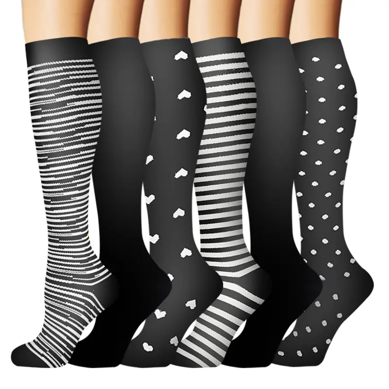 MhzyCaus 6 Pairs Compression Calf Socks for Men and Women Breathable Quick Dry Anti Odor Lightweight Athletic Socks for Running Hiking Gym Yoga Work Travel and Everyday Wear unisex compression sock