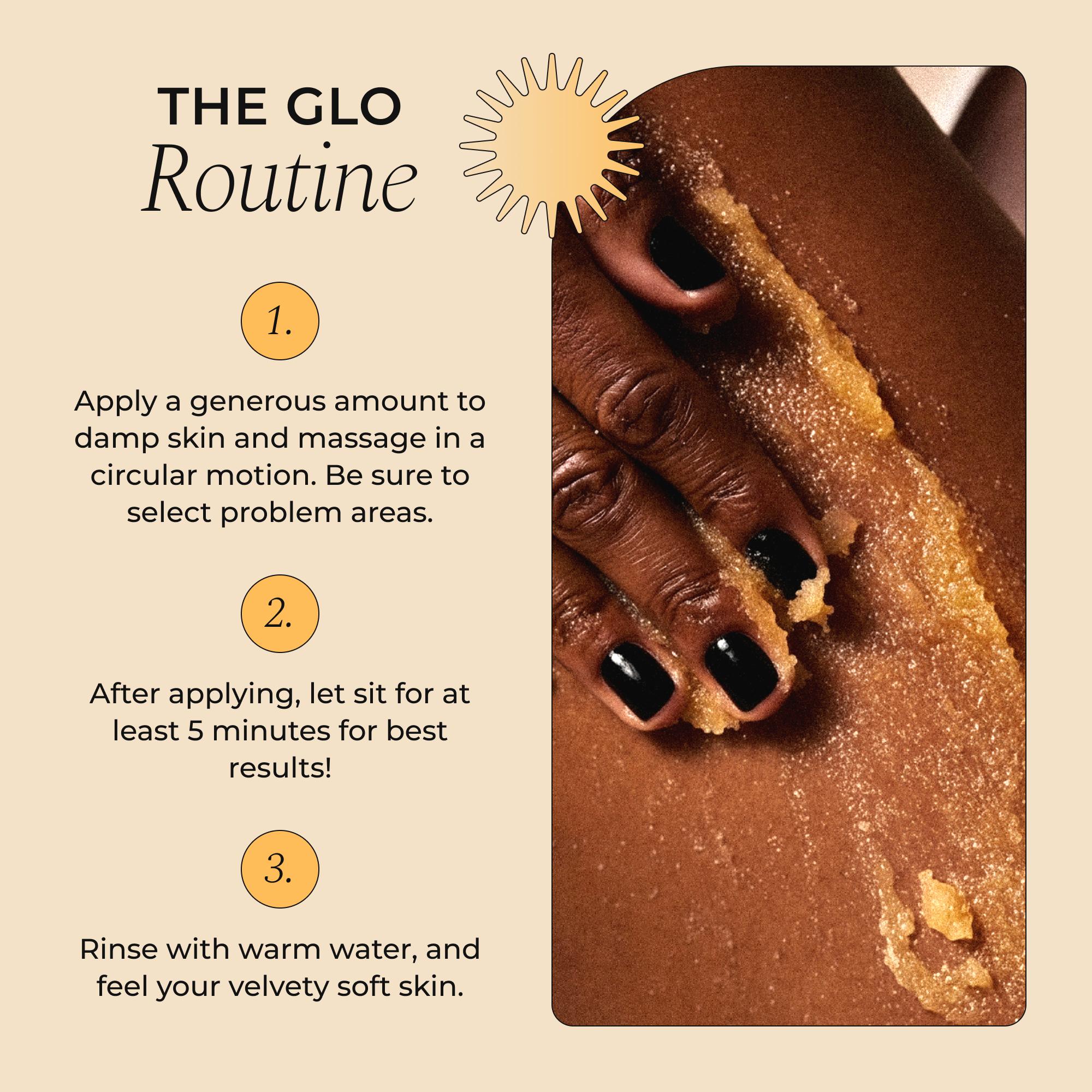Glo Melanin Turmeric Brightening Scrub for Hyperpigmentation and Exfoliation, w/ Sea Salt & Vitamin E, 200ml