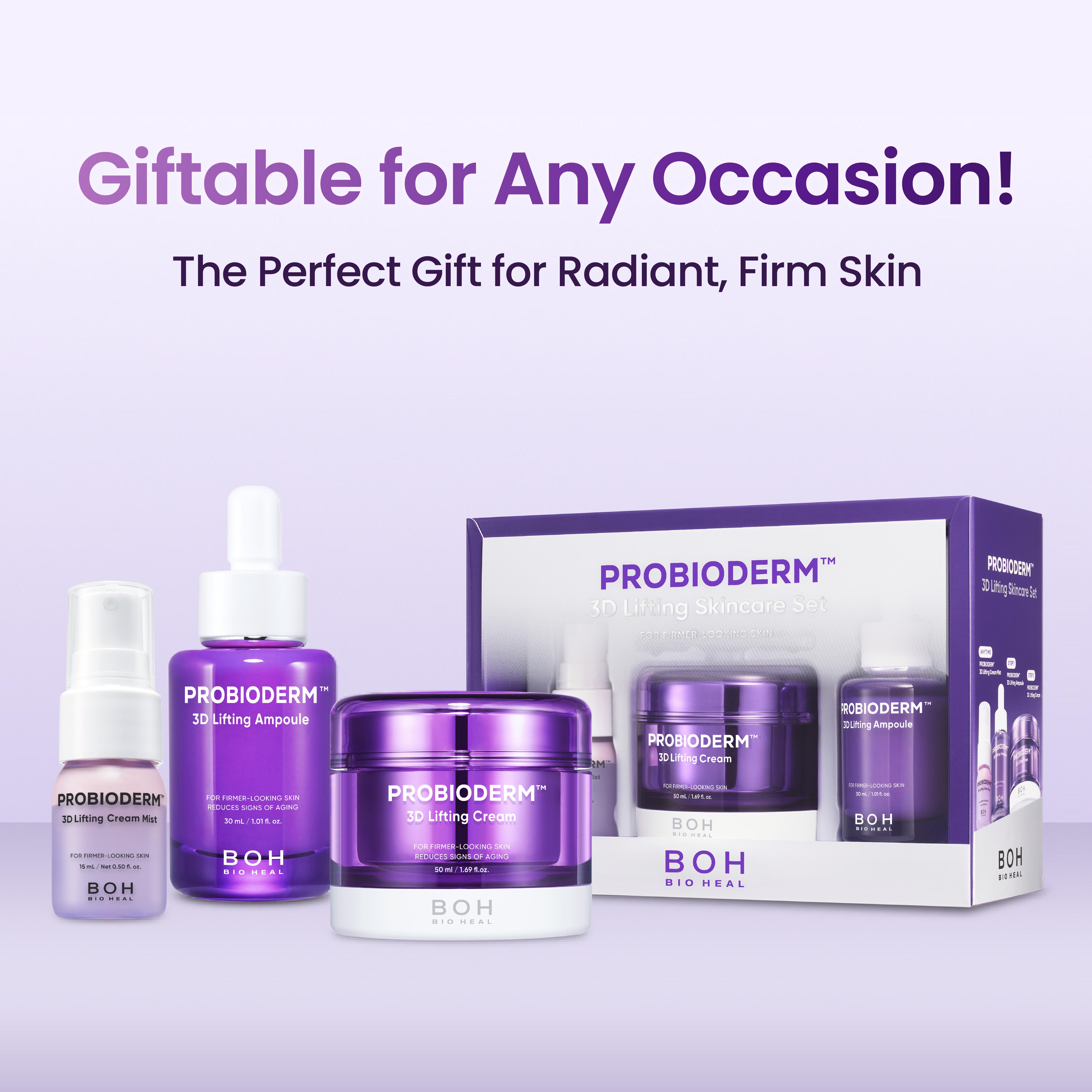 BIOHEAL BOH Probioderm 3D Lifting Skincare Set | Anti-Aging Face Moisturizer Night Cream, Ampoule & Facial Serum Spray | Korean Skin Care Kit for Firming & Hydration | K Beauty Gift Set for Women