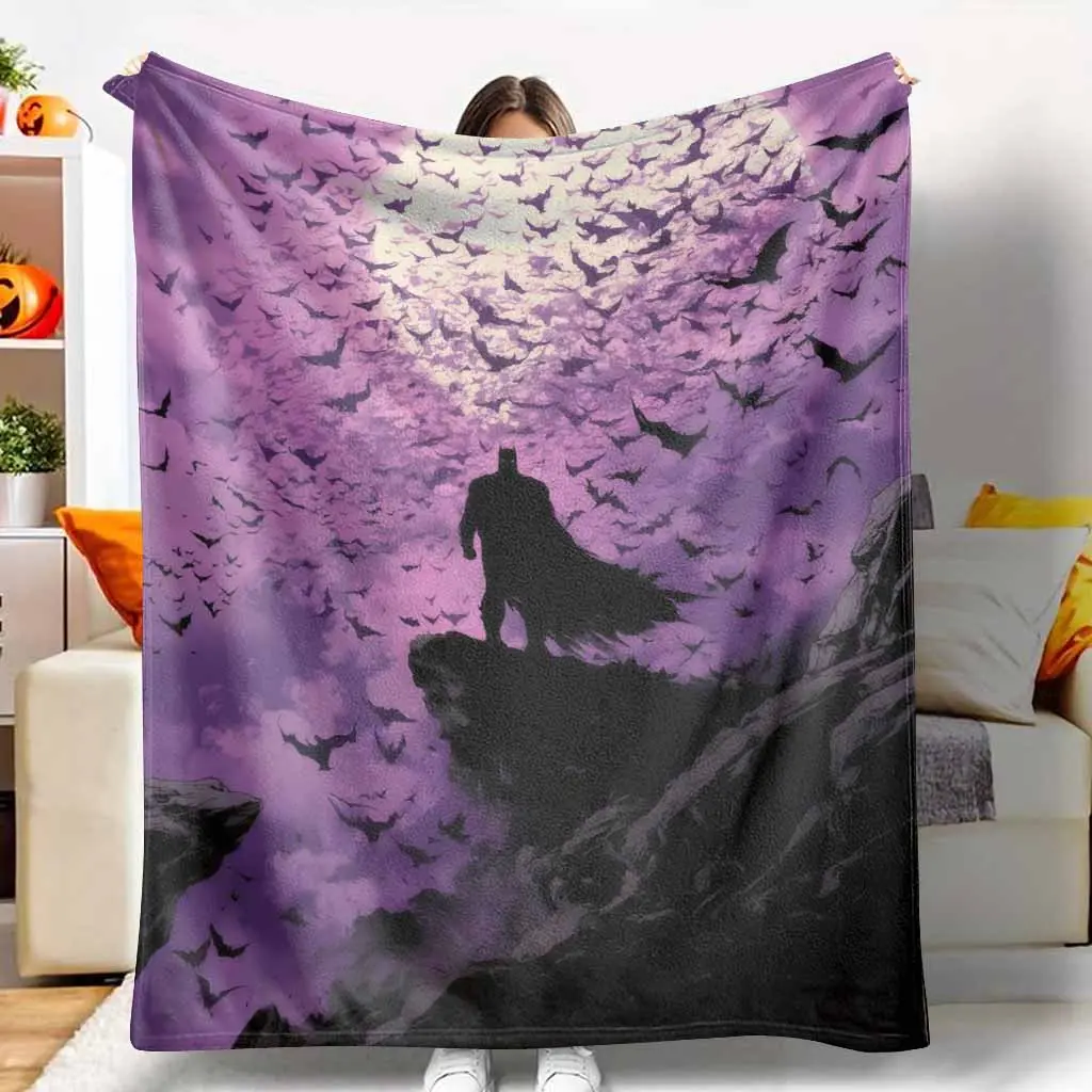 Gothic Hero Flannel Blanket Dark Bat Silhouette and Moonlight Sky Print Ultra Soft Cozy Warm Lightweight Throw Perfect for Bedroom Decor Sofa Relaxing Movie Nights Halloween Party Holiday Gift Home Aesthetic Use tiktokshopspringglowup