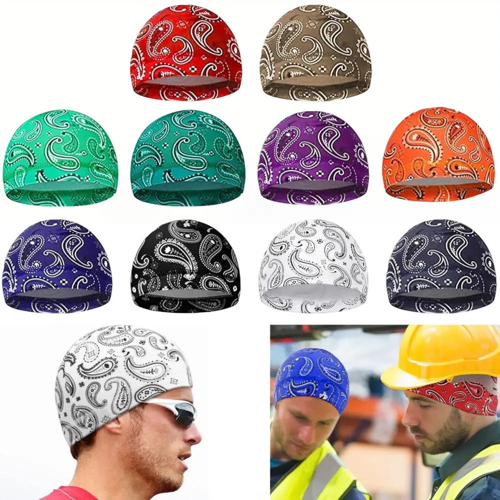 Men's 9/10-Piece Multifunctional Skull Caps - Wicking Fabric, Cooling Helmet Liner Beanie, Male Fit Cycling Wear for Outdoor Cycling, Sweat-Wicking Head Wrap Bandana