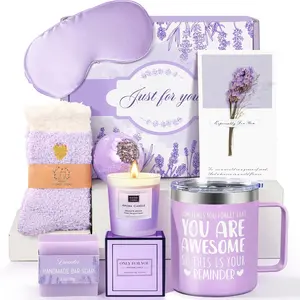 Birthday Gifts for Women Spa Gift Basket for Women Self Care Relaxing Bath Set Purple Gifts Inspirational Gift for Mom Wife Her Female Sister Teacher Nurse Friends Employee Coworker Spa Gifts Skin Repair