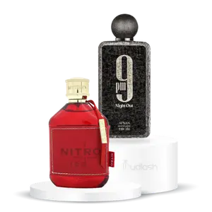 Afnan 9pm Night Out - Nitro Red Unisex Eau De Parfum, 100 ML, Pitahaya-Lavender & Cognac Scent, Multi-Pack