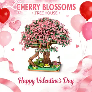 Micro Block 2138Pieces Cross Border Cherry BlossomTree Building Block Flowers Compatible withVarious Brands Toys Decoration Collection GirlBouguet Gift perfect christmas