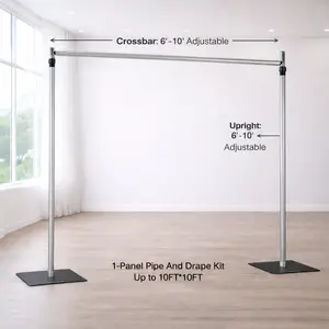 1-Panel Pipe And Drape Kit Heavy Duty Backdrop Accessories Adjustable Stand 6'-10' Crossbar & Upright Up to 10FT*10FT