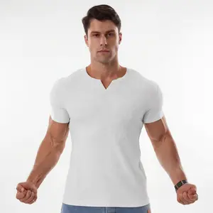 STREVATE Slight Drop Shoulder V-Neck Tee, Waffle Knit Texture, Soft Stretch