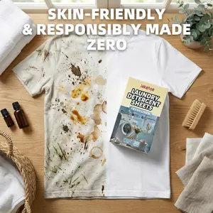 Laundry Detergent Sheets, 1 Sheet Cleans 8 Clothes, Rich Foam & Long-Lasting Scent, 4-in-1 Clean Soften Disinfect & Fragrance, 30 Count Eco-Friendly Zero Additives, Stain Remover, Gentle Fabric Wash Sheets