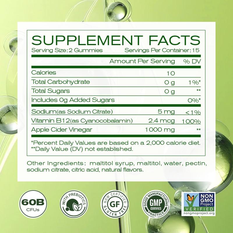 Newellme Apple Cider Vinegar Gummies - Organic Gummies for Digestion, Detoxification & Cleansing with Vitamin B12 Edible Newellme Apple Cider Vinegar Gummies - Organic Gummies for Digestion, Detoxification & Cleansing with Vitamin B12 Edible