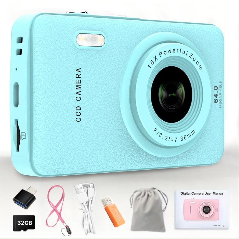 W&O Digital Camera,Portable CCD Cameras Gifts,HD Digital Video Cameras Toddler,Portable Toy 3-10 Ages Girls Boys,32GB TF Card Rechargeable Wireless