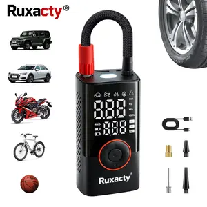 Ruxacty Upgraded Portable Digital Car Tire Inflator Pump 150PSI Wireless Air Compressor with Digital Pressure Gauge, LED Light, Auto Shut-Off Function, Large Capacity Battery for Cars, Motorcycles, Bicycles, and Inflatables