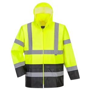Portwest UH443 Hi-Vis Classic Contrast Rain Jacket - Yellow/Black