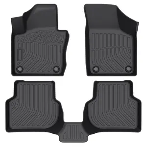 KELCSEECS Volkswagen VW Jetta 2012-2018 Floor Mats, All-Weather TPE Front & Rear Row&Trunk Mats  Accessories Non-Slip Custom Fit Waterproof Easy Clean Eco-Friendly Safe Durable 3D Laser Scans Car Interior Kit Protector car stuff truck accessories truck