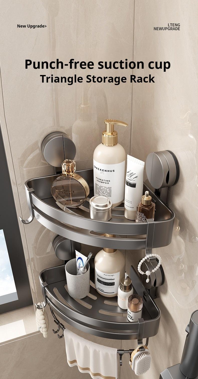 No Drilling Heavy Duty Shower Cage with Hooks, Bathroom Wall Mounted Basket Organizer, Easily Removable Rust-Proof Stainless Steel Shower Cage suction  cup bathroom  accessories