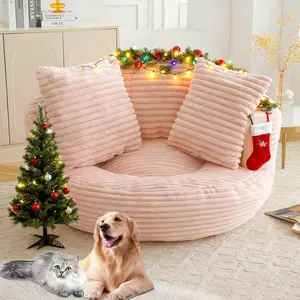 45" Giant Bean Bag Chairs for Adults, Oversized Corduroy Bean Bag Chair with 3 Pillows & Armrest, Huge Beanbag Chair & Lazy Sofa with Foam Filler for Bedroom Living Room Dorm (Pink)