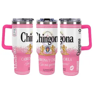 Chingona Modelo Pink Cabrona y Chula Mexican Style Inspired 40oz/20oz Stainless Steel Tumbler with Lid - Insulated Travel Mug - Double Wall Vacuum Flask for Cold Drinks