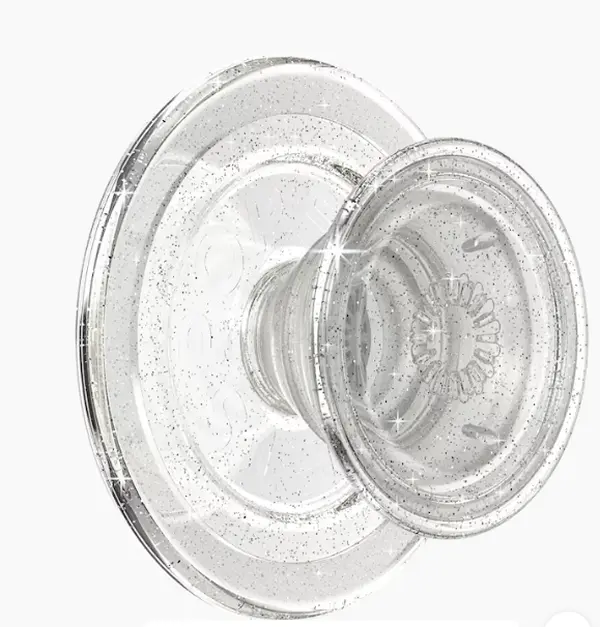PopSockets MagSafe PopGrip - Sparkling Transparent Glitter Finish Magnetic Mobile Device Accessory, Secure Grip, Cellphone Stand, MagSafe Charging Phone Holder, Accessories, Device Accessories