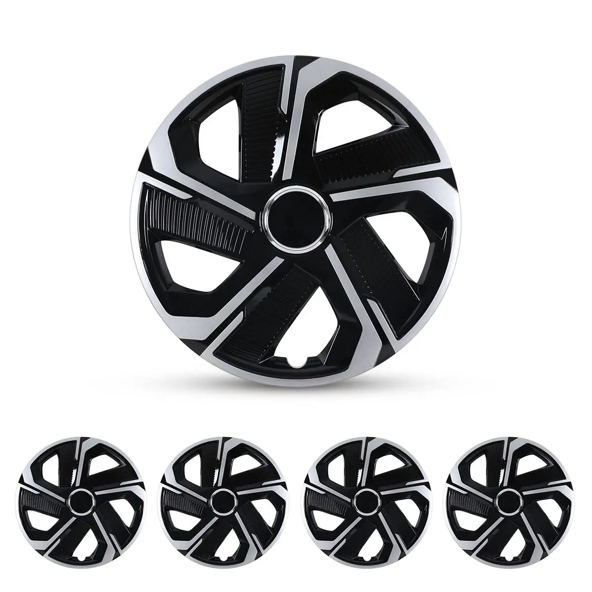 WOLFSTORM 4-Pack 17in Universal Wheel Covers Hubcaps Set for Cars/Trucks/SUVs, 70mm Red Lacquer Tool-Free Durable PP Plastic Sport Look Automotive Replacement Parts
