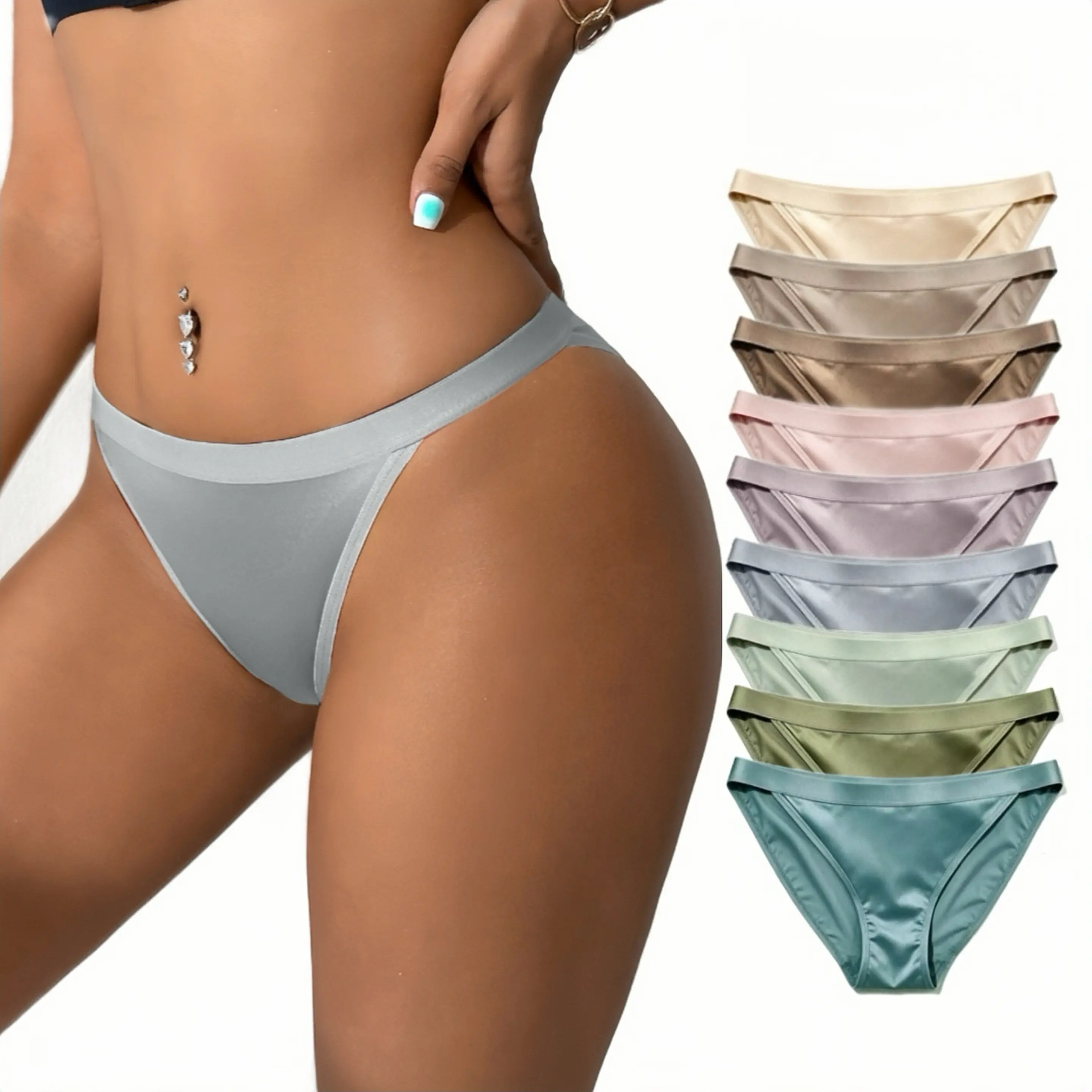 Women's Silky Shiny Low Rise French Cut String Bikini Panties, Elegant Luxurious Comfort Briefs, Breathable & Stretchy for Daily Wear，DealsforYouDays