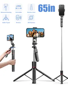 67" Selfie Stick Tripod for iPhone with Remote Control, Phone Holder and 1/4” Screw, Extendable Travel Essentials Tripod for Cell Phone, Camera, Phone Stand for Video Recording