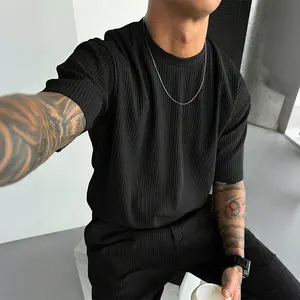 Men’s Summer Corduroy Short-Sleeve T-Shirt – Casual Loose Fit, Versatile Sports Top for Men