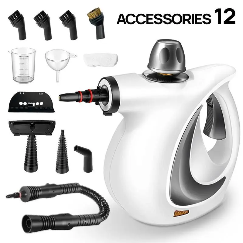 Pressurized Handheld Natural Steam Cleaner with 12 Accessories, Non-Bleach Multifunction Floor Steamer & Handheld Mop Cleaning Tools for Home Multi-Surface, Kitchen Use, Handheld Steam Cleaners