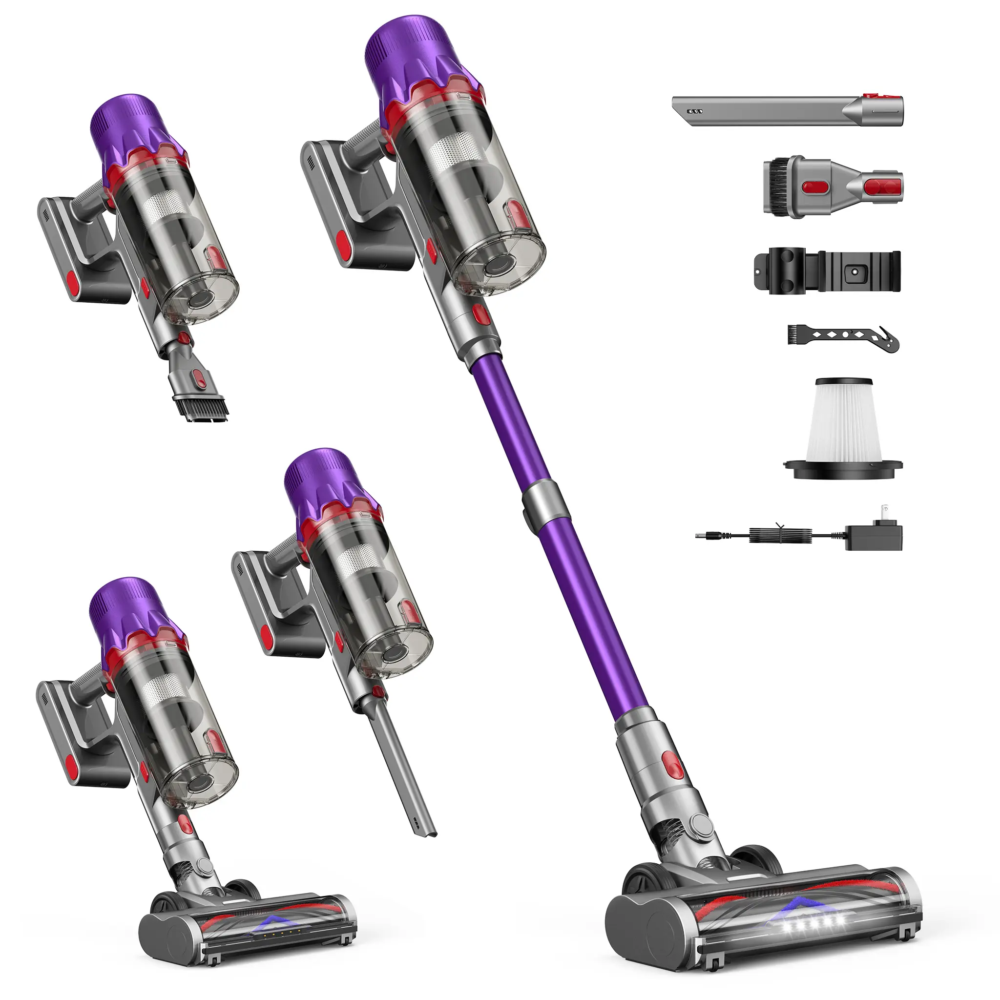 【2026 New Arrivals】CUZMOK Cordless Vacuum Cleaner,45-Min Runtime 180W Powerful Suction,Self-Standing Stick Vacuum Cleaners with HEPA Filter for Home,Lightweight,Powerful Suction,Anti-Tangle Brush, LED Light,Detachable, for Carpet/Floor/Pet Hair/Car