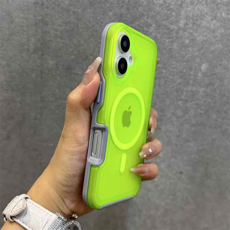 Magnetic Neon Color Matte Translucent Armor Shockproof Case For iPhone 17 16 13 12 14 15 Pro Max For Magsafe Wireless Charge Cover