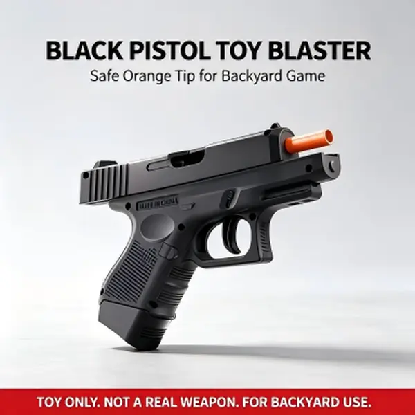 Compact Black Splatter Ball Blaster Pistol - Manual Prime Toy, Safe Orange Tip, Unisex Outdoor Game Toy, Teen Boy Gift for Ages 14+, Toys
